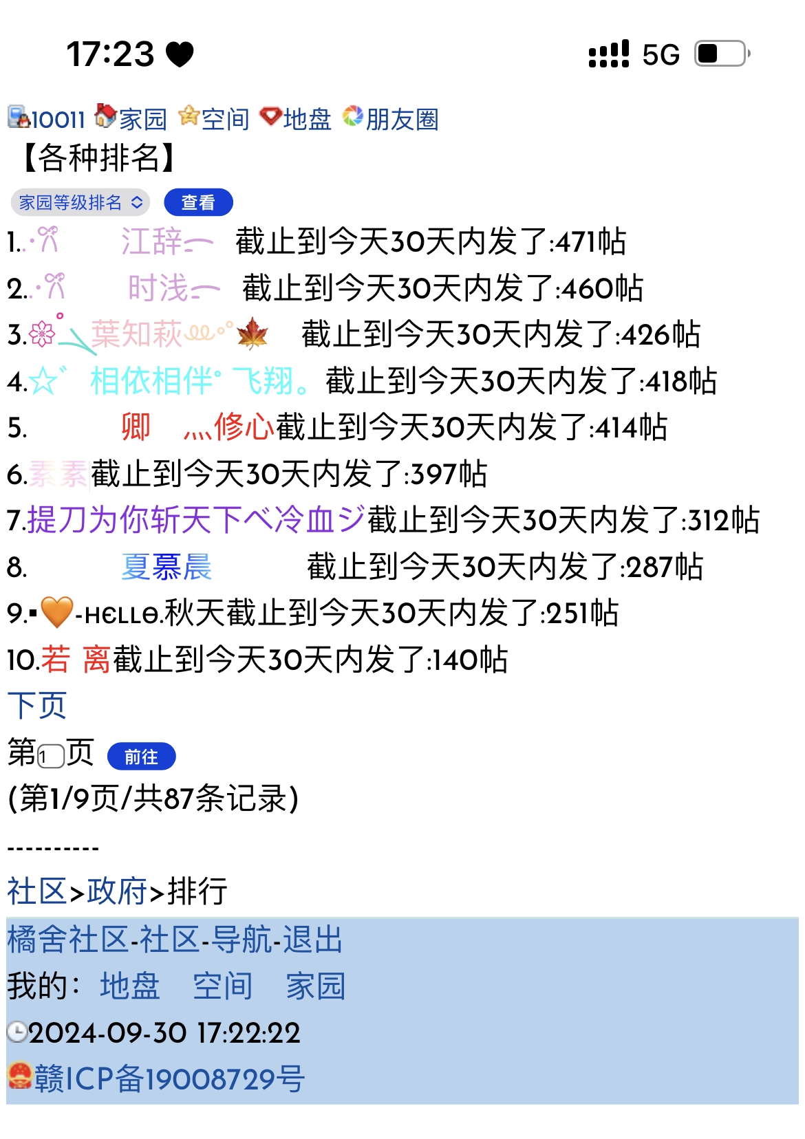发帖排行